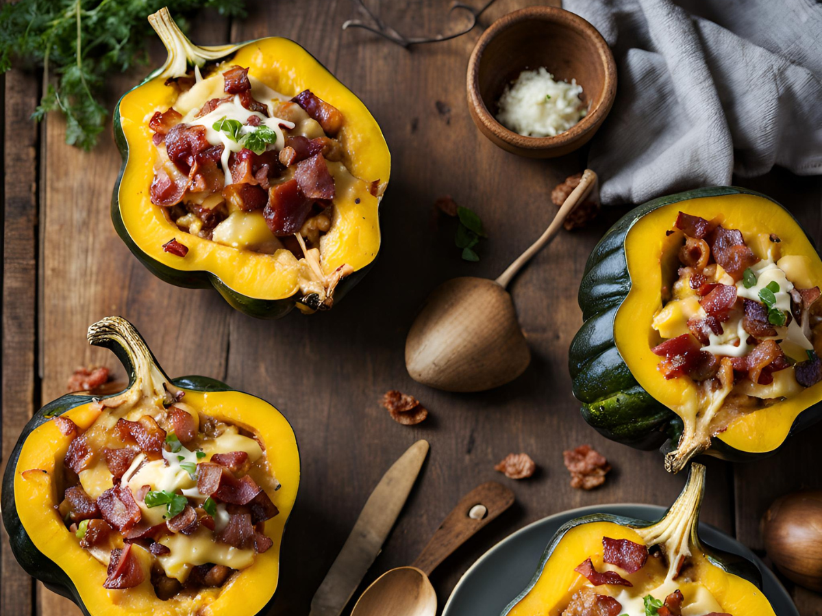 Turkey and bacon stuffed squash